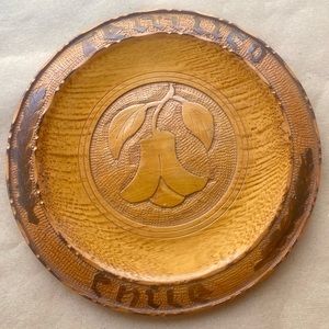 Lovely Vintage Wooden Hand-Carved Flower-Accent and Leaves Plate - Chile